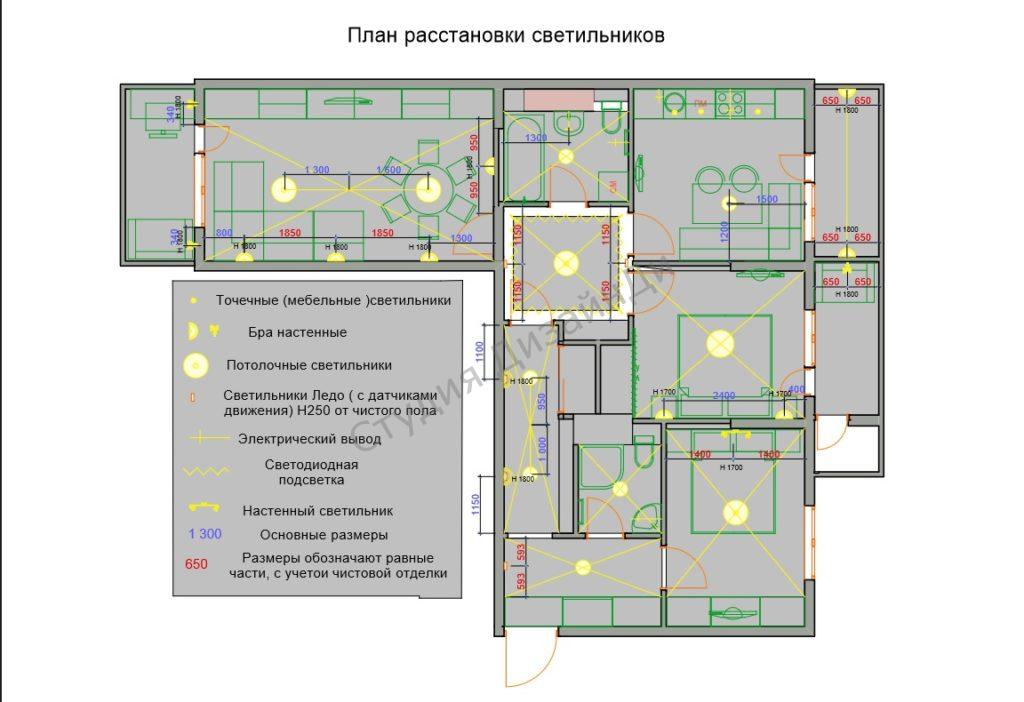 план расстановки светильников